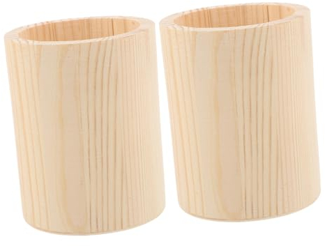 2 StüCk Holz Stiftehalter, Runder StifteköCher, Diy Stiftebecher, Schreibtisch Organizer, FüR Stifte, Kosmetikpinsel, Beige, 10 x 8 x 8cm
