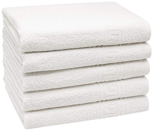 ZOLLNER 5 Teli Doccia 70x140 cm, Cotone Misto, Bianco, in Altri Colori