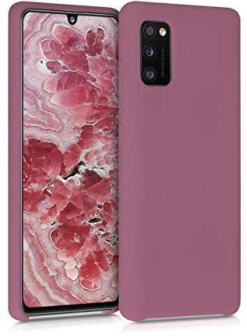 kwmobile Hülle kompatibel mit Samsung Galaxy A41 Hülle - Silikon Handy Case - Handyhülle weiche Oberfläche - kabelloses Laden - Dark Rose