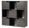 COSTWAY Bibliothèque Étagère de Rangement 9 Cases, Armoire de Rangement avec 4 Cubes Ouverts 28 x 28 cm, 5 Compartiments avec Porte, Meuble de Rangement pour Salon, Bureau, Chambre, Gris Foncé