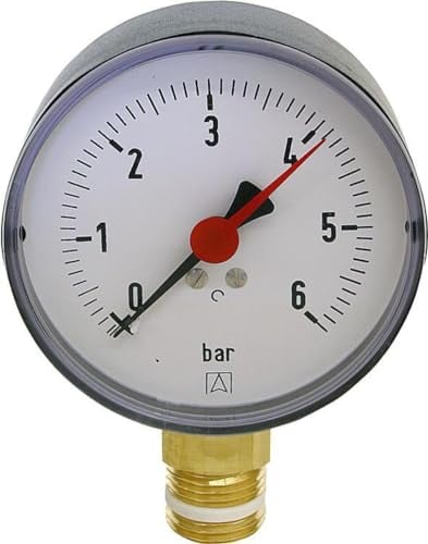 Manometer, Messanzeige 1/2 unten 0-6 bar Gehaeuse 80 mm