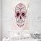 ABAKUHAUS Zuckerschädel Wandteppich und Tagesdecke, Mexican Ornaments aus Weiches Mikrofaser Stoff Waschbar ohne Verblassen Digitaldruck, 140 x 230 cm, Weiß Rosa