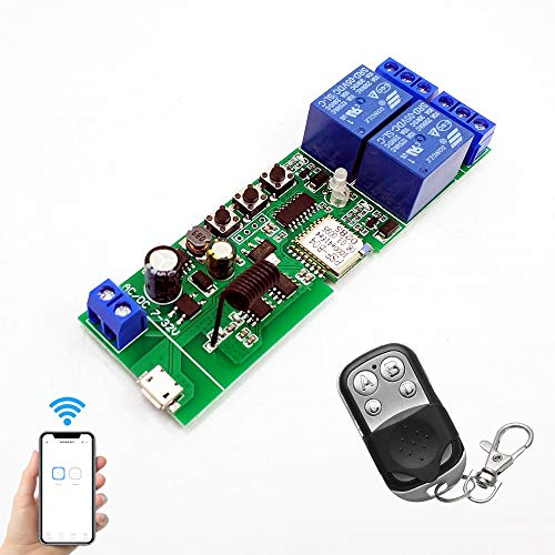 Interruttore WiFi Modulo relè wireless RF 433 MHz, telecomando APP DC 5V/12V, compatibile con Amazon Alexa Google Home, controllo vocale per sistema di controllo accessi, funziona con Ewelink APP
