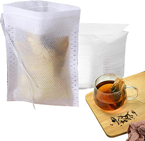 Teebeutel Taschen Teebeutel Filterpapier400pcs Teebeutel Feine Teefilter Teefilterbeutel Einweg Drawstring Teebeutel mit Kordelzug Filterpapier,Lebensmittelqualität, für Kaffee,Gewürze,lose Blatt Tee
