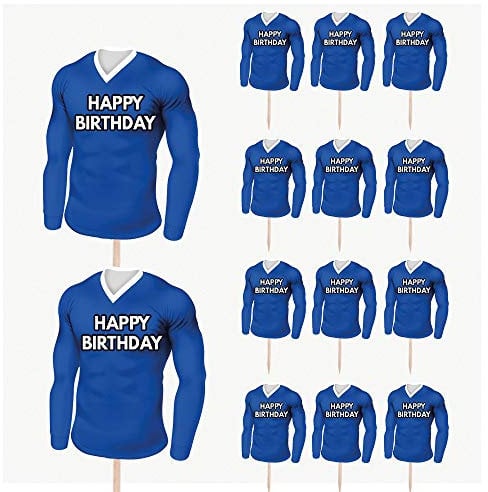 AK Giftshop Football Birthday Cupcakes Cake Food Decorations Picks Toppers - (pack of 14) (BLUE Colours)