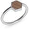 Kerbholz - Holzschmuck Damen - Hexa Ring Silber - dünner Damen Schmuck Ring in silber - Edelstahlring mit echtem Holz - Schmuck Geschenk für Frauen(Silber, S)