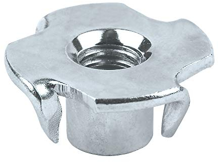 M10 Einschlagmuttern mit 4 (Packung mit 50 Stück) T-Muttern Verzinkter Legierter Stahl Vier-Krallen-Mutter Holzbearbeitung Möbel DIN1624