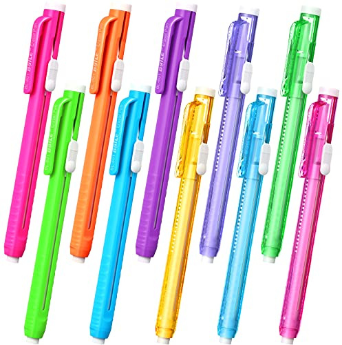 Pangda 10 Pcs Retractable Mechanical Eraser Pen for Drawing Art, Multicolor