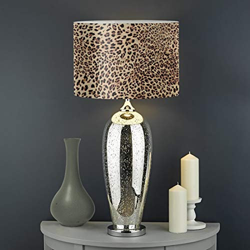 Biyejit Lampenschirm mit Leopardenmuster, groß, trommelförmig, für Kronleuchter, Stehlampe und Tischlampe