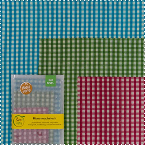 Bee PlaNa Beeswax Cloths Set of 3 | Design Dots | Size S/M/L | Alternative for Cling Film Aluminium Foil | Reusable | Sustainable