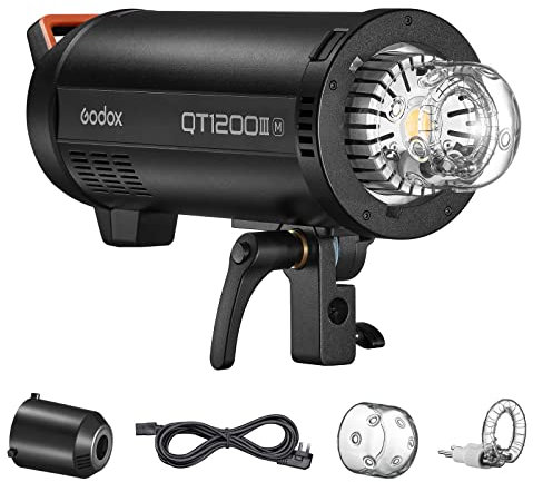 GODOX QT1200IIIM Studio Strobe Blitzlicht 1200W GN105 1/8000s High Speed Sync Fotografie Beleuchtung Eingebautes 2,4G Wireless System 40W LED Modellierung Birne LCD Panel mit M/Multi/HSS Blitzmodus