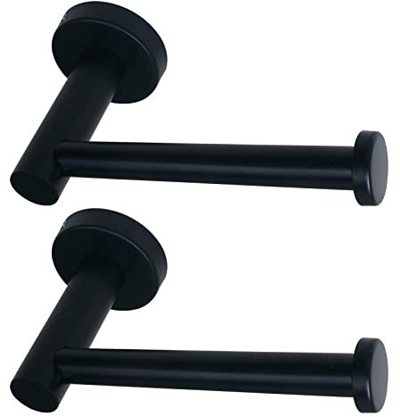 QNIIAED Matt Black Toilet Roll Holder Wall Mounted 2 pcs Toilet Paper Holder SUS 304 Stainless Steel Loo Roll Holder Waterproof Rustroof Toilet Tissue Storage Holder For Bathroom