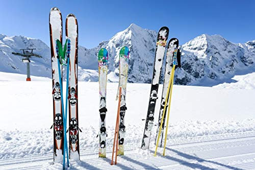 Renaiss 2.2x1.5m Ski Boards Schnee Bergkulisse Winter Skifahren Sport Outdoor Abenteuer Fotografie Hintergrund Weihnachten Neujahr Vinyltapete Fotostudio Requisiten