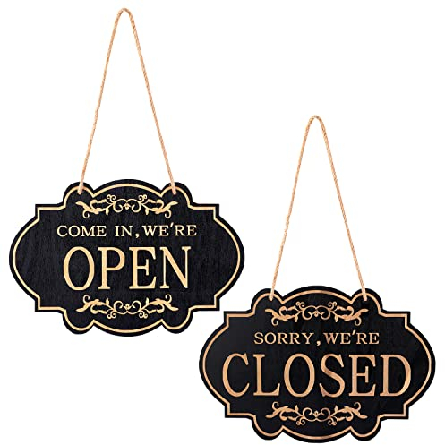 Offen Geschlossen Schild, 30x20cm Doppelseitig Wendbar Kommen Sie Herein Wir Haben Geöffnet und Entschuldigung Wir Haben Geschlossen Open Closed Sign für Tür Restaurant Club Café Hotel