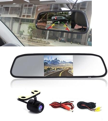 MONITOR SPECCHIETTO RETROVISORE 5 POLLICI TFT LCD + RETROCAMERA PARCHEGGIO, SPECCHIETTO RETROVISORE PER AUTO MONITOR PARCHEGGIO - DISCORAMA®