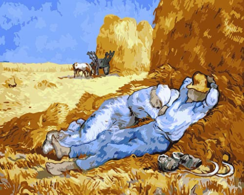 liziciti Kit de peinture par numéros sur toile pour adultes débutants Van Gogh célèbres peintures à l'huile acrylique 40,6 x 50,8 cm (sans cadre, La Sieste)