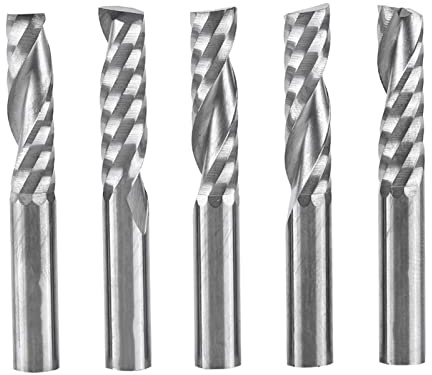 Bagima 5 stycken 6 mm skaft volframkarbid enkel flöjt skaftfräs, spiralskärare, CNC-fräs, 6 mm enkel flöjt downcut, 8 x 6 x 1