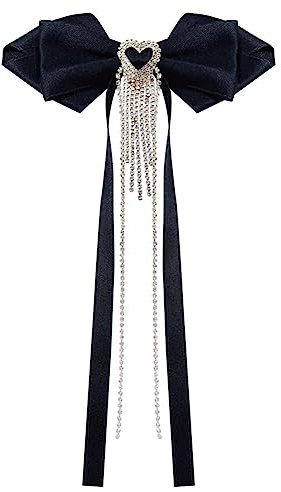 GALSOR Fliege-Fliegen Vintage Kleine Parfüm Stil Herz Strass Quaste Fliege Fliege Weibliche Jk Design Hemd Brosche Dekoration (Color : Black 1, Size : One Size)