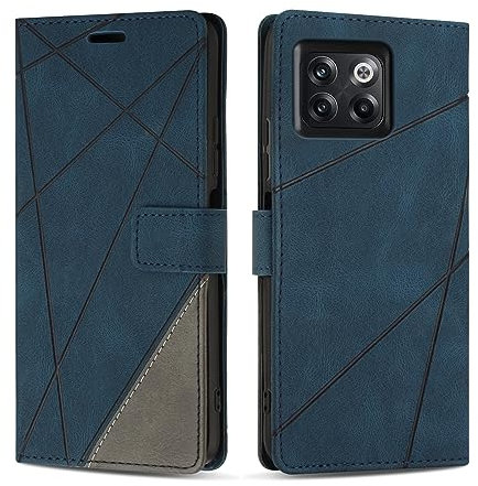 SONWO Etui Coque pour OnePlus 10T, Protection Housse en Cuir PU Portefeuille Livre pour OnePlus 10T, Emplacements Cartes, Fonction Support, Bleu
