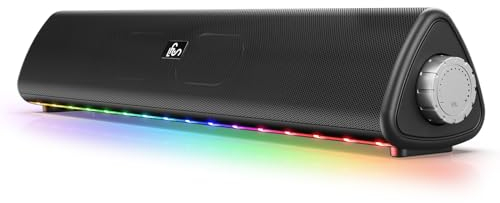 LFS PC Lautsprecher mit RGB LED-Beleuchtung, 12 W Spitzenleistung, USB-C Anschluss, Computer Lautsprecher für Gaming, PC, Monitor, Laptop, Musik