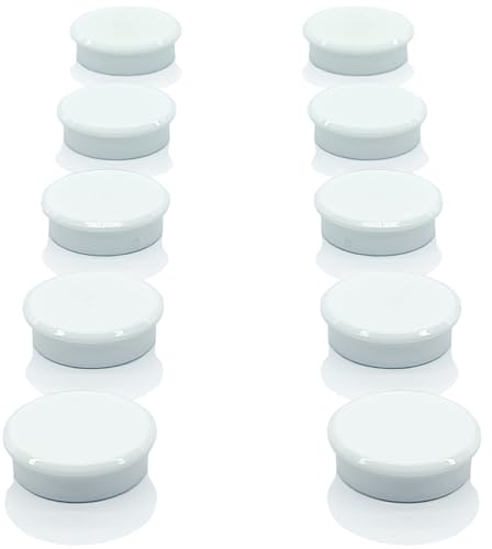 PYJLBX Magnete für Magnettafel, 10 Stück Magnete Stark Bunt Kühlschrankmagnete Magnete Kühlschrank Mini Magnete Klein Magnet Rund Magneten Whiteboard Magnete, für Whiteboard, Magnetwand, Büro (Weiß)