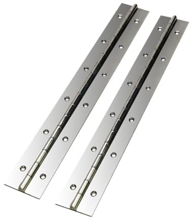 2 Stück Metallscharnier für Klaviere, 600 x 50 x 1mm Edelstahl Chrom, Langes Scharnier 270 Grad Offen Robustes Möbelscharnier für Klaviere, Schrank, Türen, große Fenster, Boote, mit Schrauben