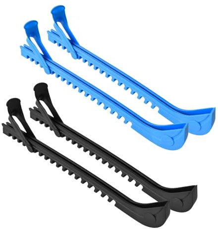 giteo bedding 2 Paar Hockey Skate Guards Ice Skate Guards, Ice Skate Blade Covers with Tight Fitting Heel Straps, Adjustable Ice Skating Protector for Ice Skating, Eiskunstlauf, Hockey (Schwarz, Blau)