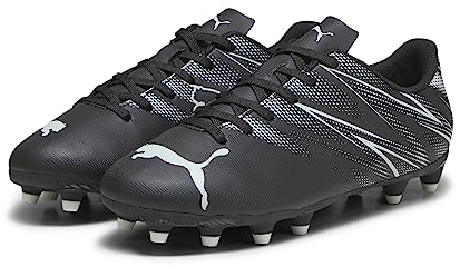 PUMA Unisex Youth ATTACANTO FG/AG JR Soccer Shoe, PUMA Black-Silver Mist, 13.5 UK Child