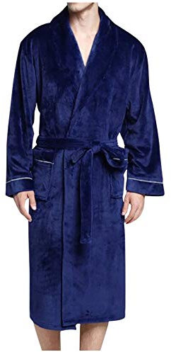 Accappatoio da uomo Xxxl – vestaglia da uomo in pile lungo in flanella, per sauna, in spugna, caldo, per il tempo libero, l'inverno, la biancheria da notte a maniche lunghe, grande cappotto con