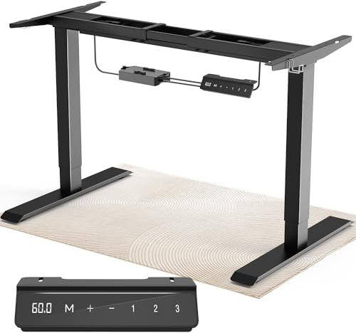 TRIUMPHKEY Höhenverstellbarer Schreibtisch, 2 Motoren, mit USB und Type-C-Ladeanschluss, Höhenverstellbarer Schreibtisch Gestell, 3 Memory Steuerung, Schwarz