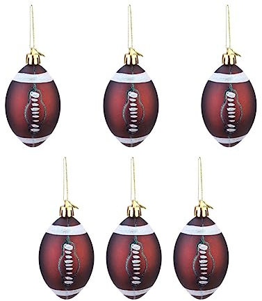 PRETYZOOM Rugby-Weihnachtskugel-Ornamente Bruchsichere Weihnachtsbaumkugel-Ornamente Weihnachts-Rugby-Bälle Sport-Deko-Kugeln Christbaumschmuck 6 Stück