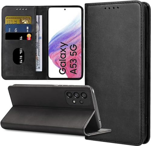 IBETEK Handyhülle für Samsung Galaxy A53 5G Hülle Leder [Standfunktion] [Kartenfach] für Samsung Galaxy A53 5G Hülle Klappbar Leder Flip Wallet Feste Case