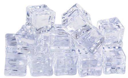 Wisafory 90 Pieces Artificial Ice Cubes, Plastic Ice Cubes, Decoration, Crystal Clear Permanent Ice Cubes, Transparent Square Permanent Ice Cubes, Plastic, Fake Ice Cubes for DIY Decoration