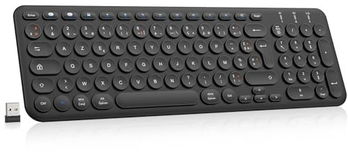 cimetech Clavier sans Fil Bluetooth, Clavier AZERTY Rechargeable sans Fil Multi-dispositifs avec 3 Canaux BT5.1 + BT5.1 + USB 2.4G, Pavé Numérique pour Win11/10/9,MacOS, iOS, Android, PC-Noir