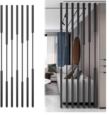 Room Divider/ Paravent 7 Stück Indoor Schwarz Raumteiler Post, Stehende Wand-Trennsäule aus Metall für Raumtrennung/Schlafzimmer/Bürozelle Dekor, 2,4 2,3 2,2 2,1 2 1,9 1,8 1,7 1,6 M groß ( Color : 7pc
