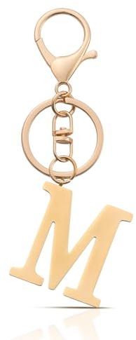 AOKSUNOVA Schlüsselanhänger Buchstabe M, Gold Schlüsselanhänger Frauen, Autoschlüsselanhänger mit Anfangsbuchstaben, Geschenke für Damen