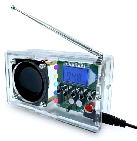 EIELE Radio avec recherche automatique des stations, LED audio clignotantes, sept couleurs, affichage LCD, kit de soudure pour les amateurs d'électronique (soudure nécessaire)