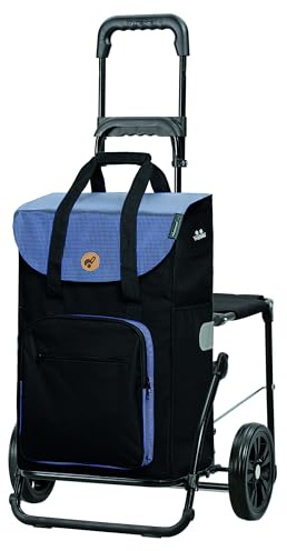 Andersen Einkaufstrolley - klappbar - 45 Liter - Mit Klappsitz bis 120 kg - höhenverstellbar - mit Kühlfach - belastbar 50 kg - Stahlgestell - Trolley - Komfort Shopper Wismar schwarz
