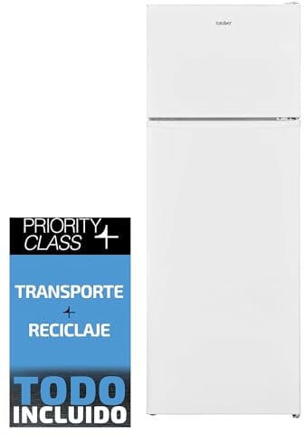 SAUBER - Frigorífico Dos Puertas SERIE 3-2P144-144 x 54 cm - LED - Puertas Reversibles -Capacidad 212 litros - LESS FROST COOLING SYSTEM - ENTREGA EN DOMICILIO Y RETIRADA DEL USADO INCLUIDO