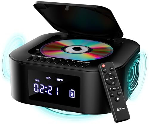 KLIM Lettore CD Stereo Boombox E1 - BASS Boost con Subwoofer - FM Radio con Lettore CD e USB, Bluetooth, AUX - Stereo casa - Filo o Wireless - Batteria ricaricabile, Telecomando