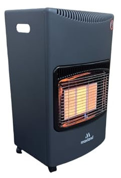 Maxland® Portable 4.2KW Gas Heater in Grey - Indoor Heater with Oxygen Depletion Sensor & 3 Heating Settings - Regulator, Hose - For Home, Office, Garage, Workshop Butane Gas Heater with Wheels