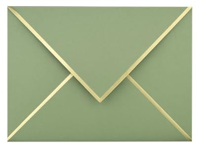 A7-Umschläge, V-Klappe, Folienbordüre, luxuriöse Versandtaschen für 12,7 x 17,8 cm Karten, für Hochzeiten, Einladungen, Babypartys, Fotos, Abschlussfeiern, Geburtstage, Brautpartys, 13,3 x 18,4 cm
