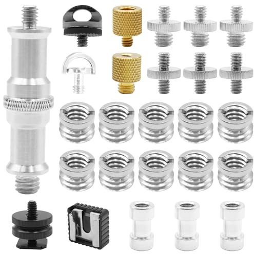 WYYFXY® 26 Stück Kamera Schraube, Gewindeadapter 1/4 auf 3/8 Gewindeschraube Kamera Stativ Adapter Schrauben für Kamera, Stativ, Blitzlicht, Einbeinstativ