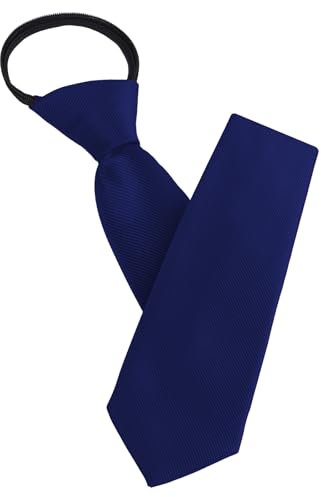 AUYAO Herren Krawatten, Einfarbiger Klassische Vorgebundenen Knoten Krawatte 8cm, Verstellbarer Krawatten für Herren mit Reißverschluss für Heiraten Oder Festliche Veranstaltunge (Marineblau-Streifen)