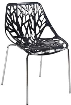 Chaise ajourée et empilable avec pieds métal chromé - QUEEN 3 - Noir