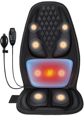 Coussin de massage du dos - Soutien lombaire 3D - Massage électrique du dos - Pour soulager les maux de dos - Coussin d'assise de massage avec 3 intensités de vibration et 2 niveaux de chauffage