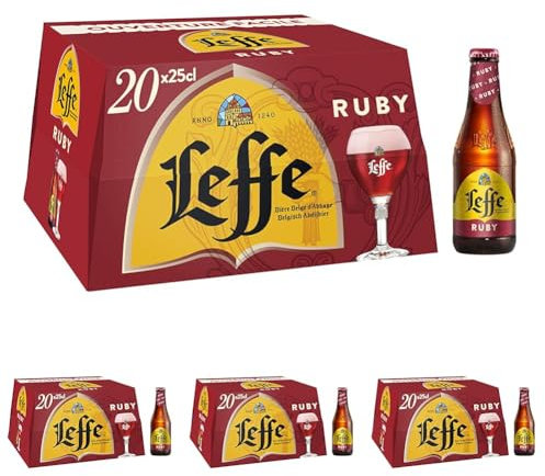 Leffe Ruby Bière Fruitée Pack 20 Bouteilles 25cl (Lot de 4)