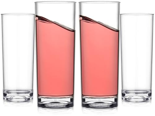 Bestway Set of 4 Durable Plastic Tumbler Glasses, 340ml Shatterproof Camping Cups for Water, Juice & Soft Drinks, Ideal for Travel, BBQs, Picnics & Outdoors, BPA-Free, Reusable