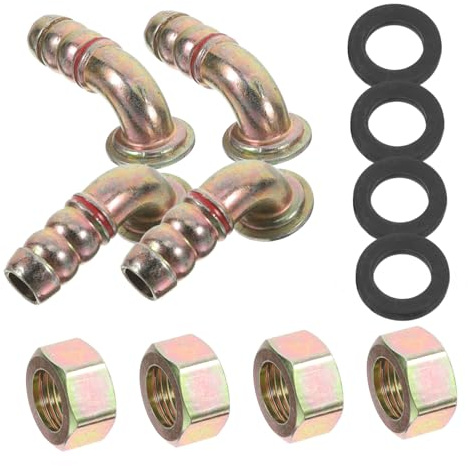 Veemoon 4 Sets Gas Stove Connector with Zinc Alloy Quarter Inch Internal Thread Inlet Elbow, Safety Flexible Line Quick Connect Hose Adapter for Gas Stove Accessories Random Color