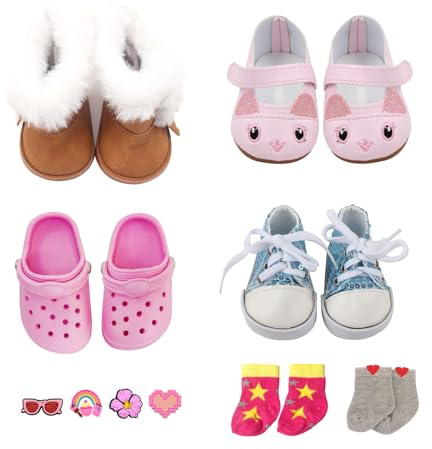 Toclsixz Accessoires pour poupée de bébé, 7 pièces Chaussures et Chaussettes pour poupées de 43 cm